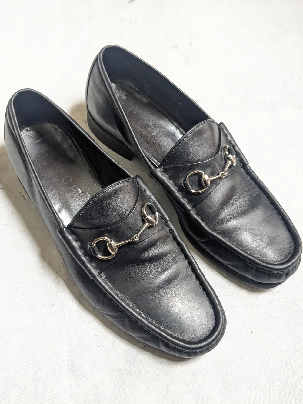 Gucci Horsebit Loafers Black Men 12 D Leather Slip Ons Italy Snaffle